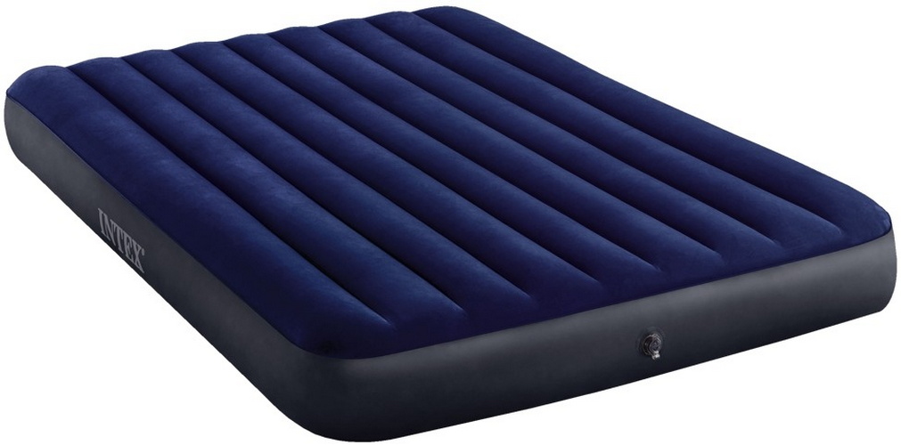 Надувной матрас Intex Classic Downy Airbed Fiber-Tech, 152х203х25см с подушками и насосом 64765
