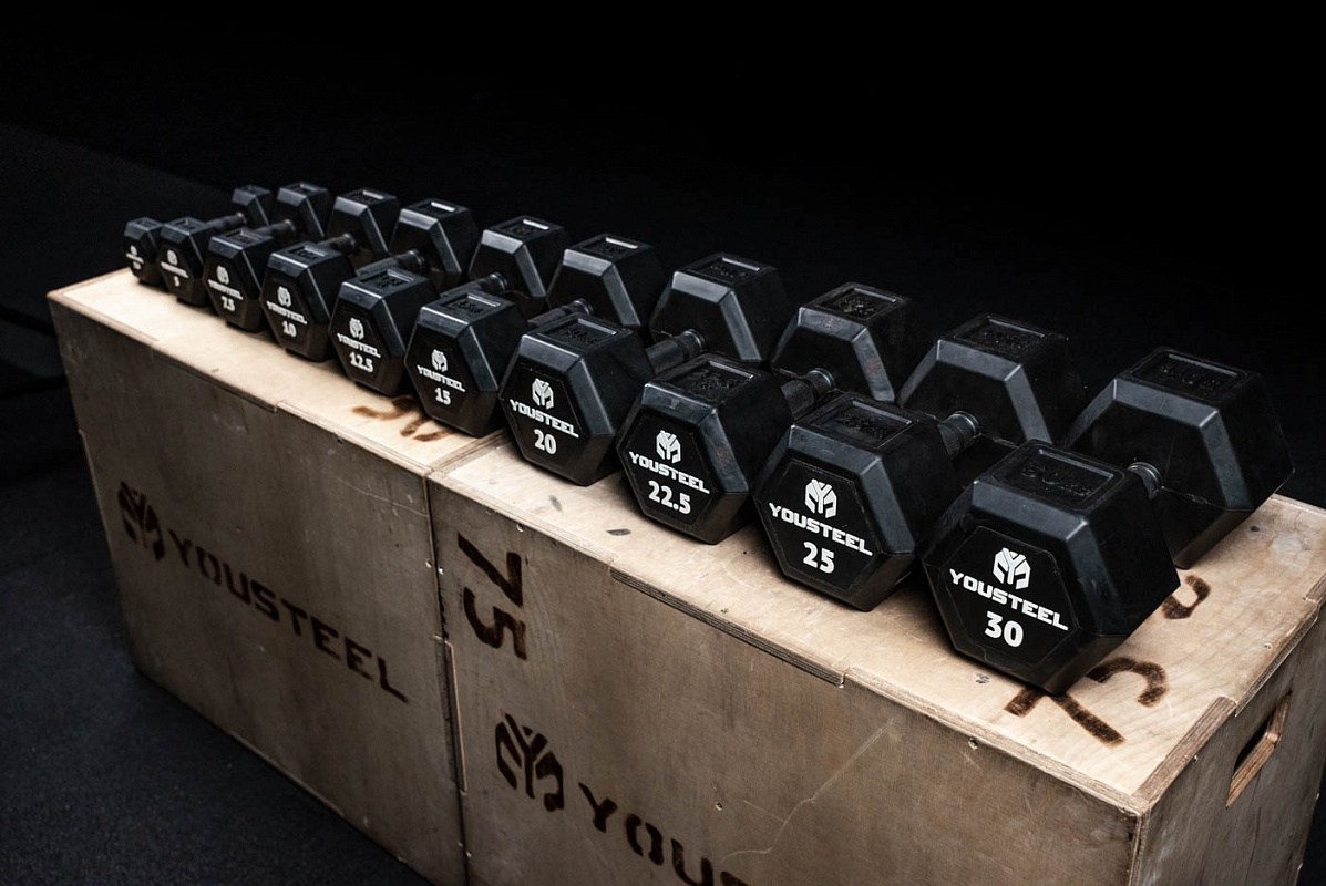 Гантель обрезиненная YouSteel HEX DB 30 кг