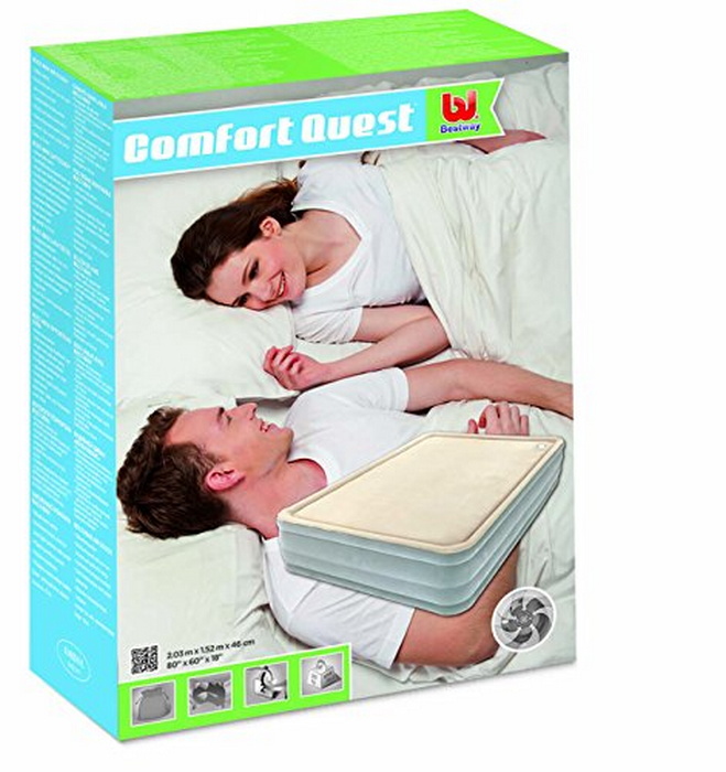 Надувная кровать Bestway FoamTop Comfort Raised Airbed(Queen) 203х152х46см со встр насосом,мягкий верх 67486