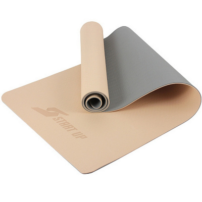 Коврик для фитнеса и йоги, TPE, 183х61х0,6см Start Up ZH-01 Beige\Gray