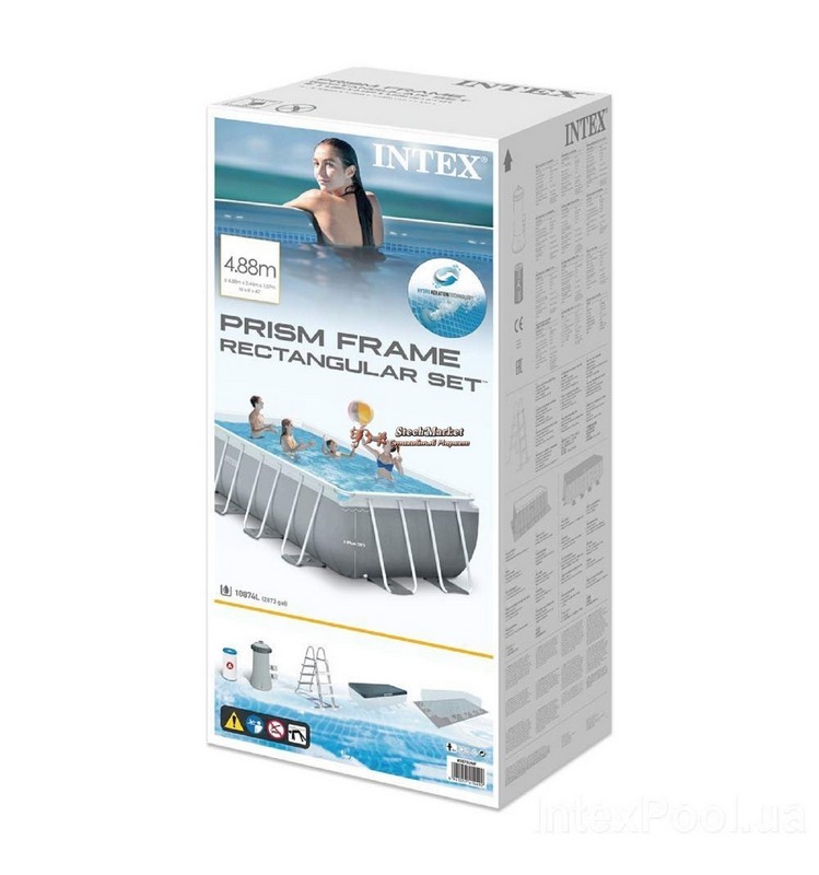 Каркасный бассейн прямоугольный 488х244х107cм Intex Prism Frame 26792