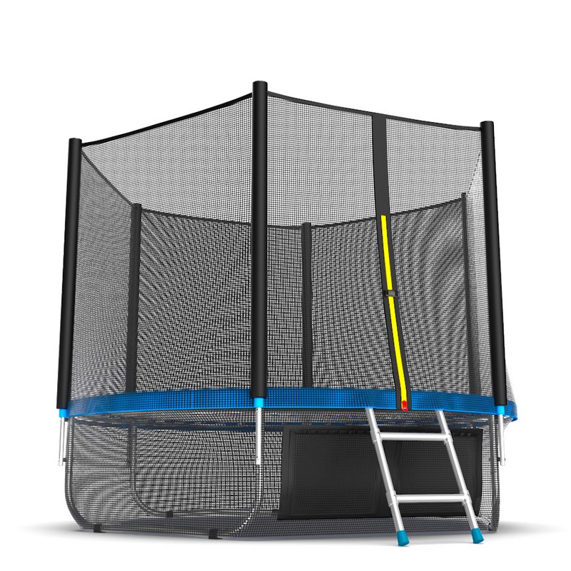 Батут с внешней сеткой и лестницей EVO Jump External 8ft+ нижняя сеть, синий