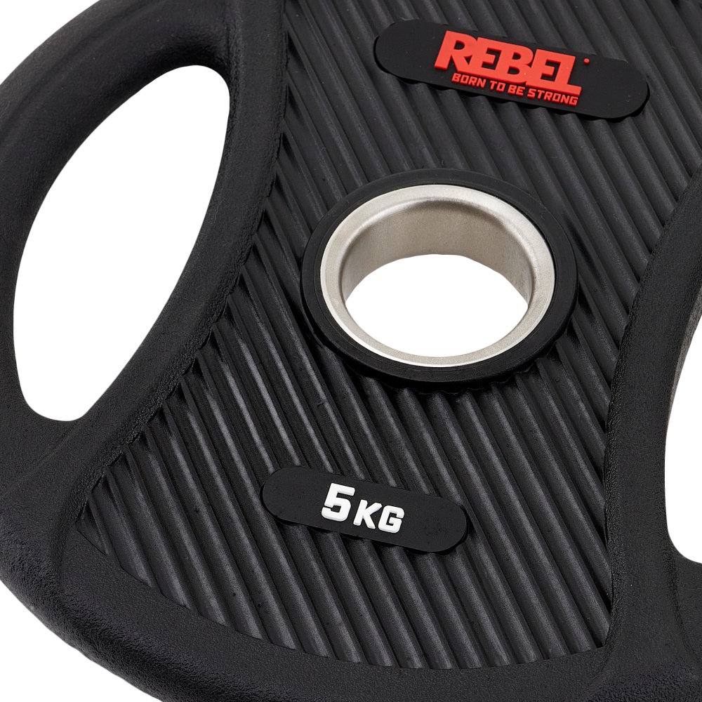 Диски олимпийские обрезиненные с двумя хватами 5 кг (пара) REBEL R-PVP-5-PAIR