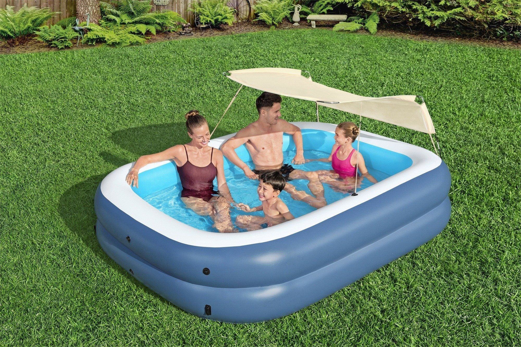 Детский надувной бассейн 254х178x140см, 778 л, от 6 лет Bestway Summer Blissn, с навесом 54449