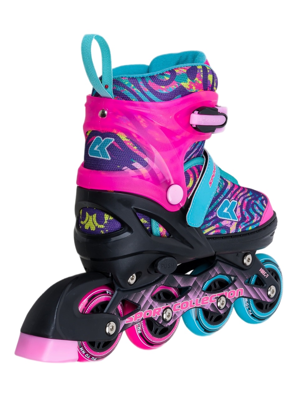 Раздвижные роликовые коньки Alpha Caprice CK-SK-A310-1 Pink-Black (антистресс сквиш лапка в подарок)
