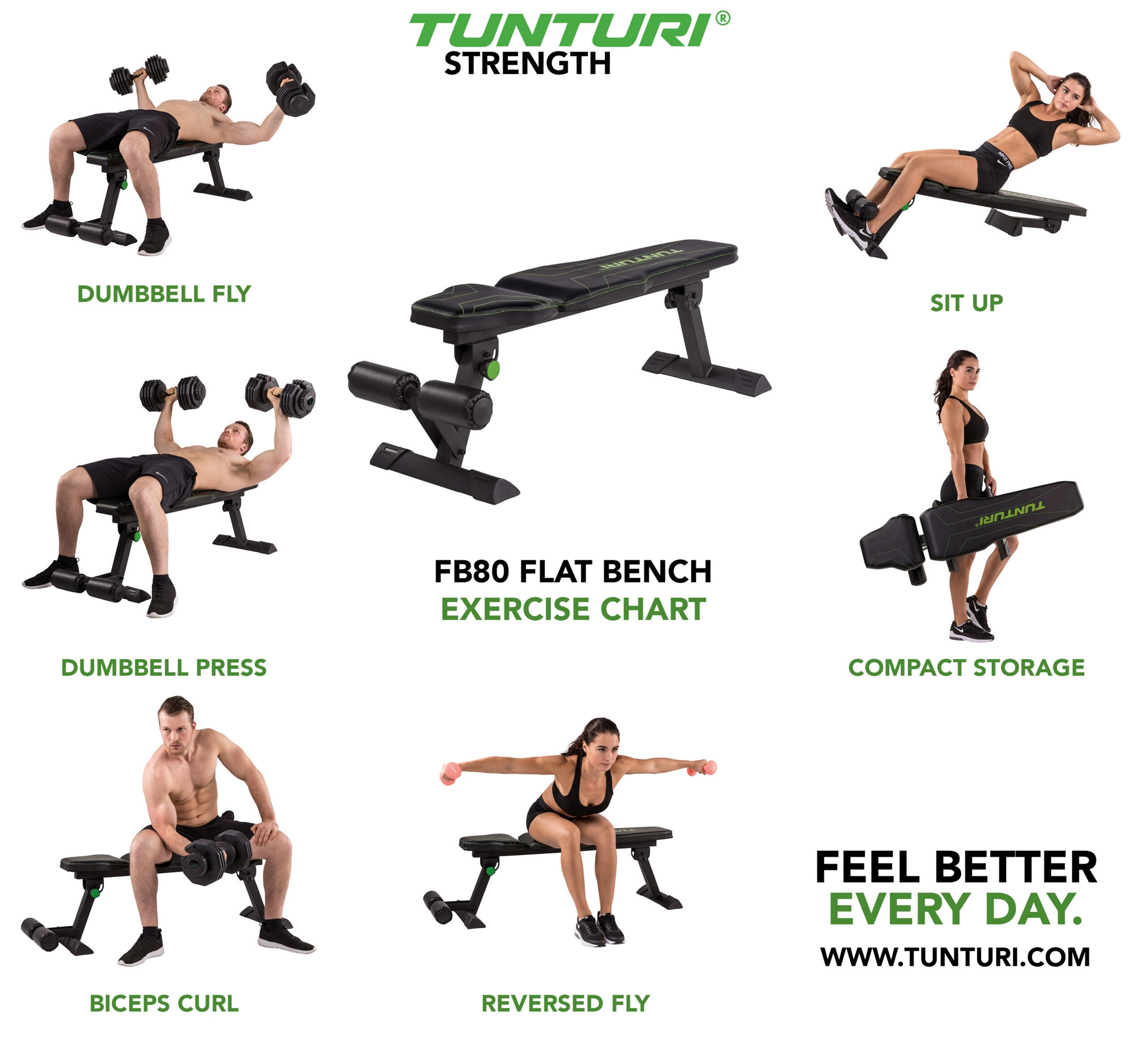 Скамья плоская Tunturi FB80 17TSFB8000 | Premium Fitness