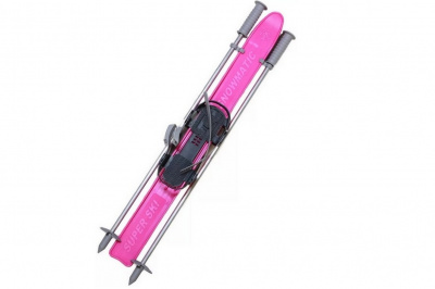 Мини-лыжи с креплениями KIDS SKI SET, с алюм. палками, длина 75см Snowmatic 015921 розовый (упак. 10 шт)