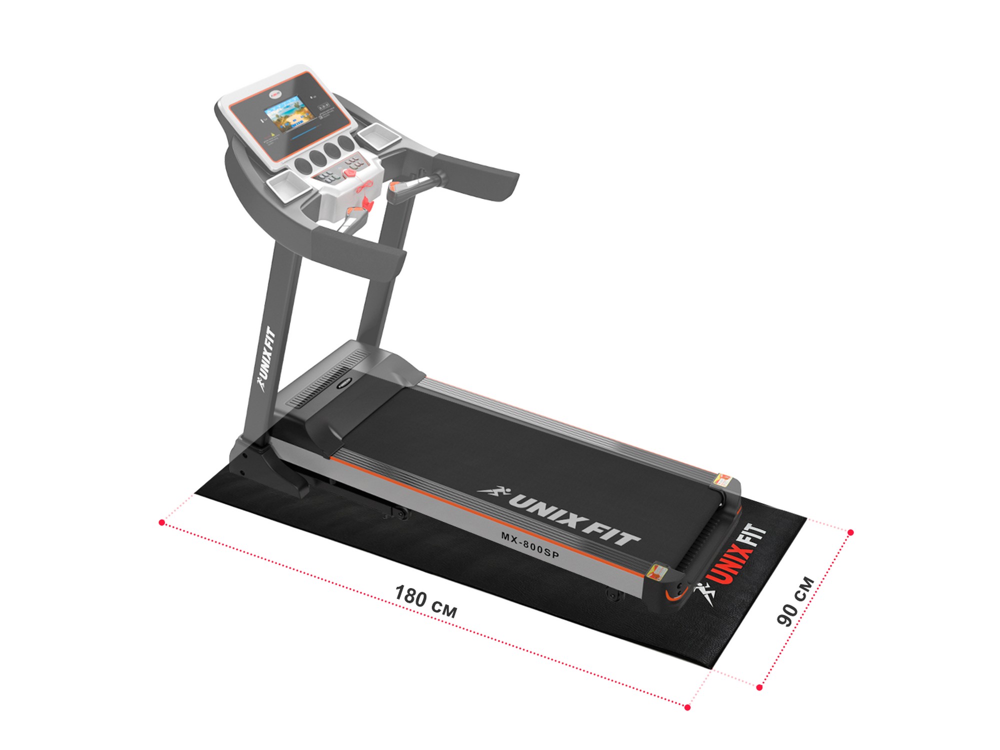 Коврик UnixFit для кардиотренажеров 180x90x0,6 см MAT90180P
