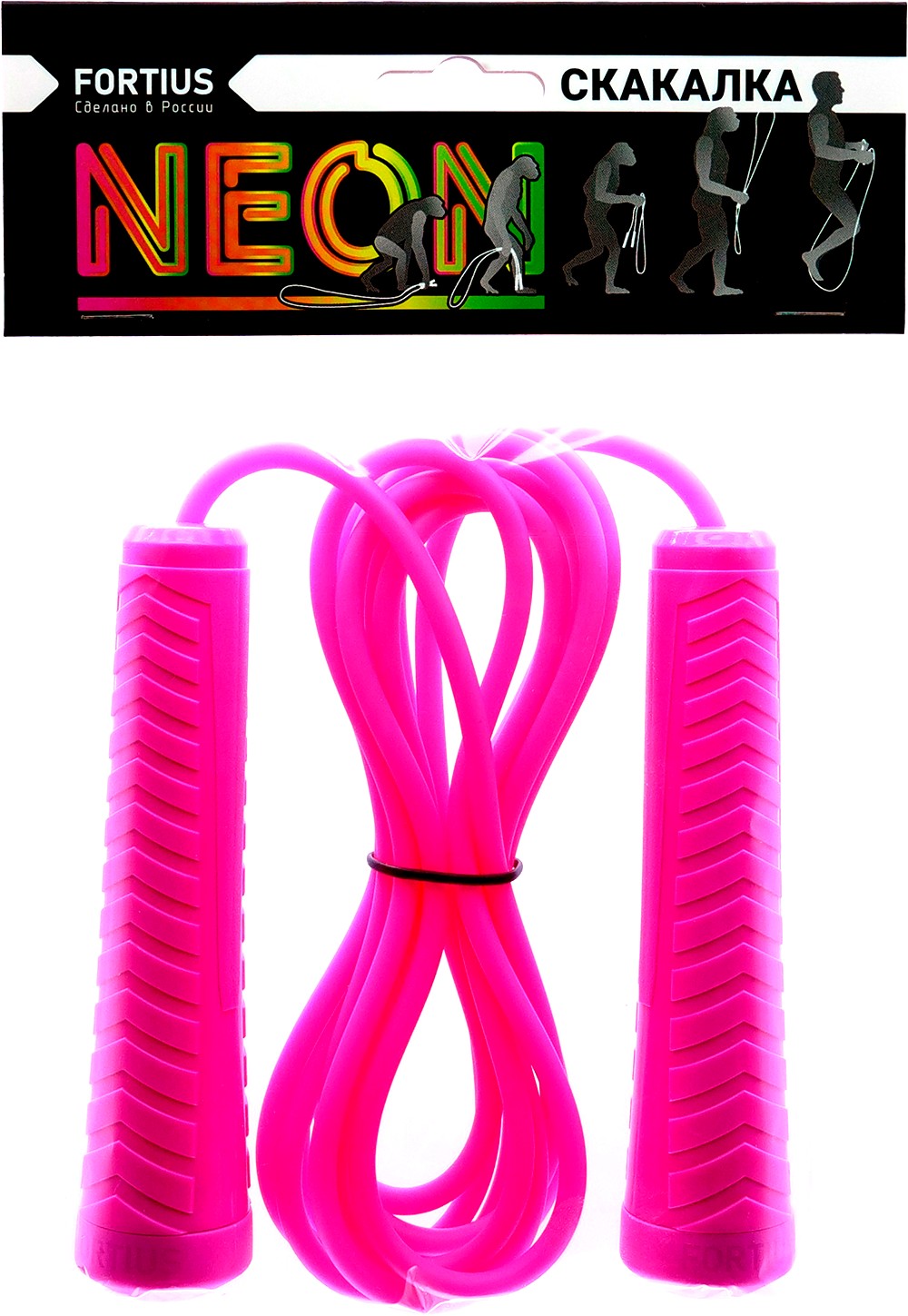 Скакалка Fortius Neon шнур 3 м в пакете (розовая)