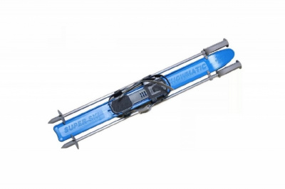 Мини-лыжи с креплениями KIDS SKI SET, с алюм. палками, длина 75см Snowmatic 015721 синий (упак. 10 шт)