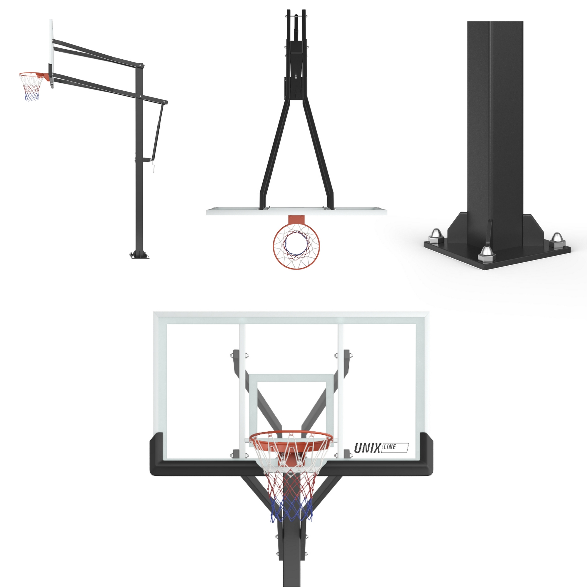 Баскетбольная стойка стационарная 72"x42" R45 H230-305 см Unix Line B-Stand-TG PRO