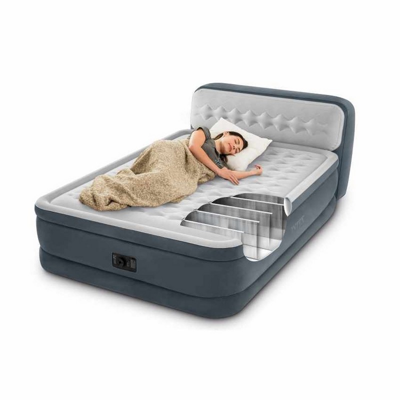 Надувная кровать Intex Headboard Airbed 152х236х86см со спинкой 64448