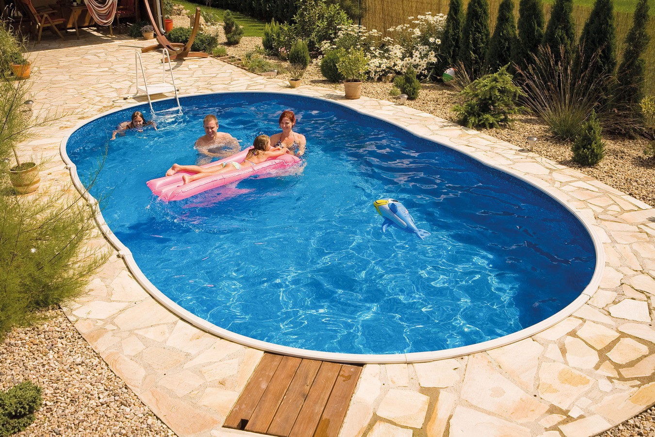 Морозоустойчивый бассейн Azuro 405DL, овальный 7,3х3,7х1,2 м Comfort