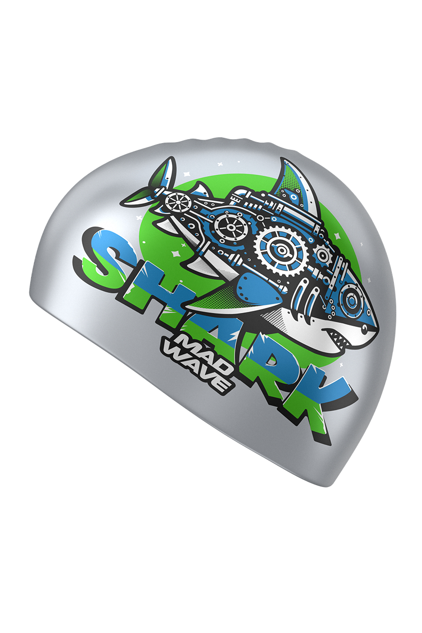 Юниорская силиконовая шапочка Mad Wave Shark M0575 12 0 12W серебро