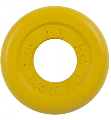 Диск обрезиненный d51мм MB Barbell MB-PltC51-1,25 1,25кг желтый