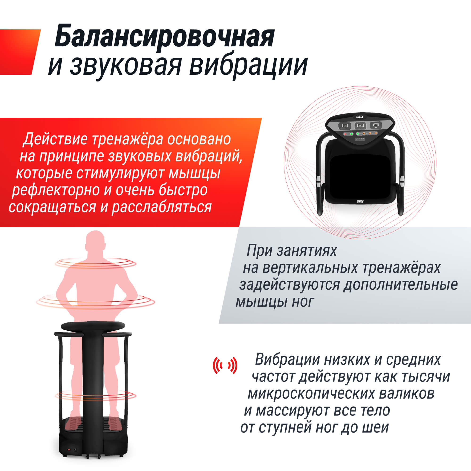 Виброплатформа UnixFit Improve 2 in 1 VPWHI2BK Black