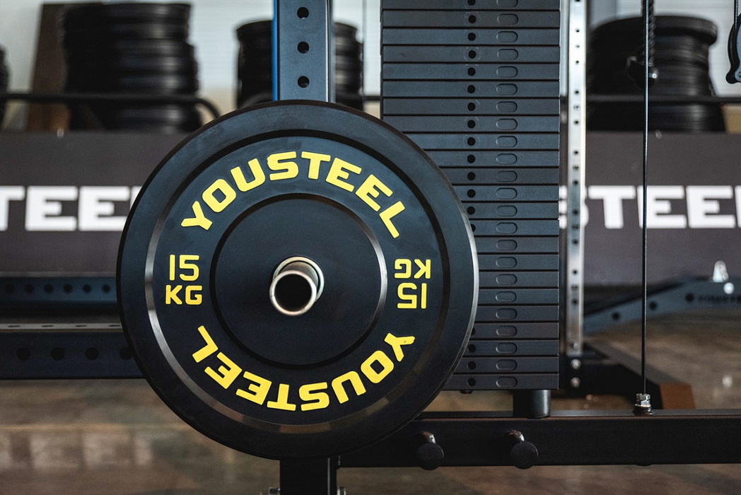 Диск каучуковый для штанги YouSteel тренировочный черный 20кг
