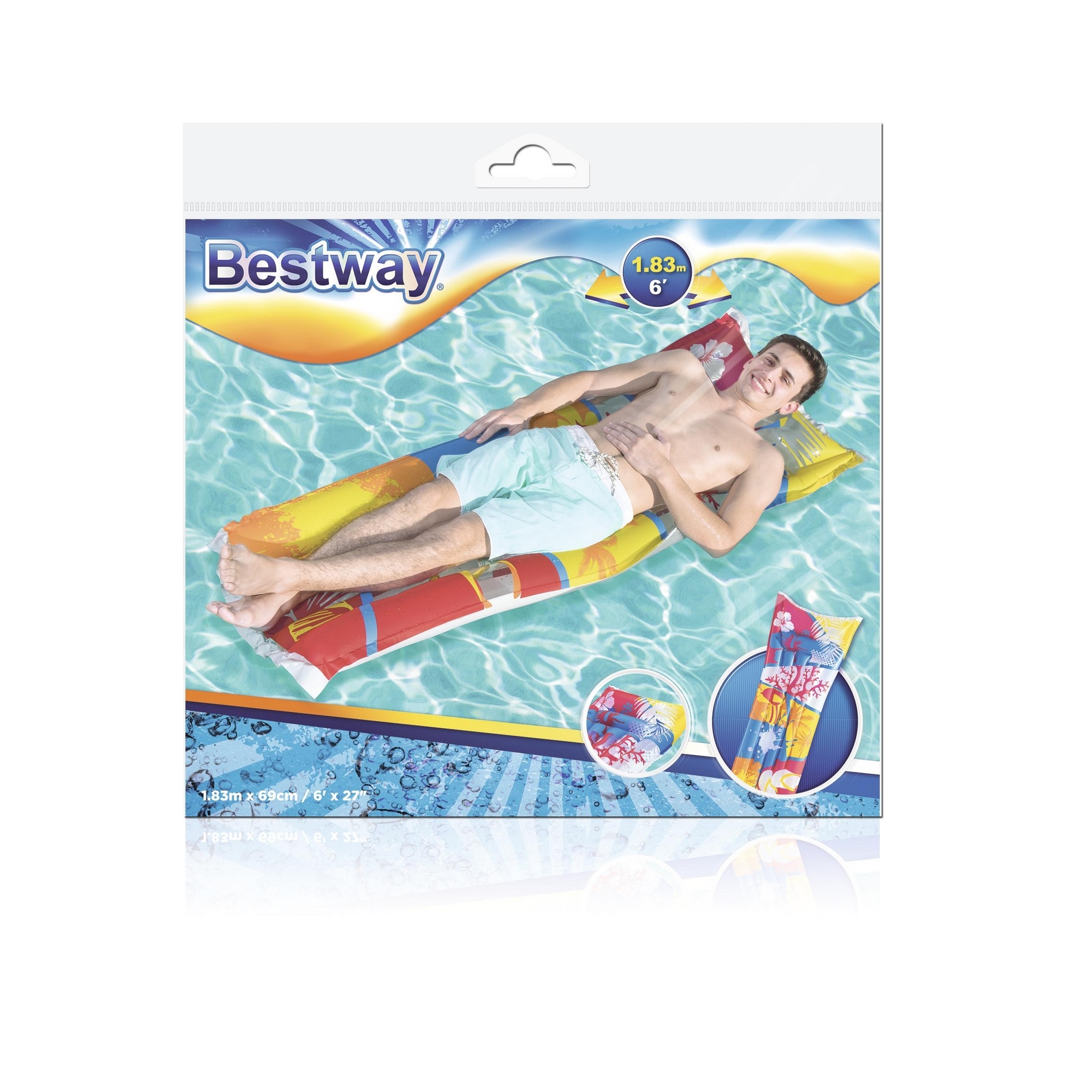 Матрас надувной 183x69см Bestway 44033 цветной