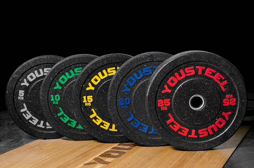 Диски для штанги YouSteel HI-TEMP 20кг с цветными вкраплениями
