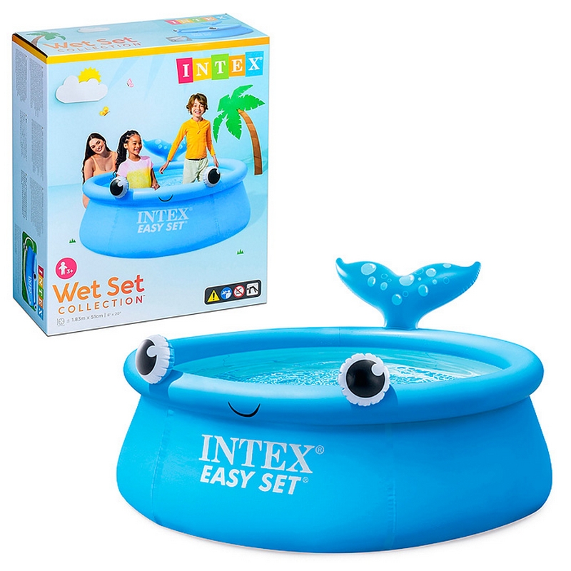 Бассейн 183х51см, 880л Intex Easy Set, Веселый кит 26102
