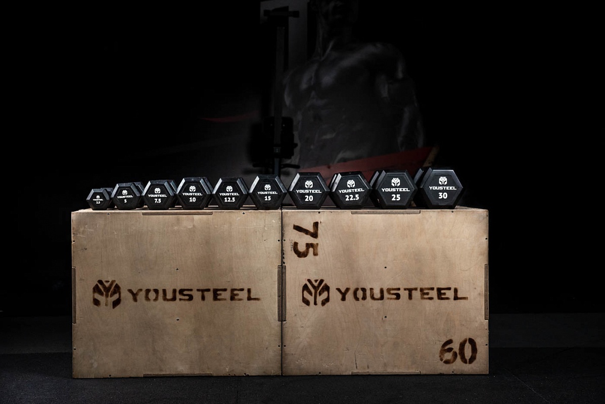 Гантель обрезиненная YouSteel HEX DB 30 кг