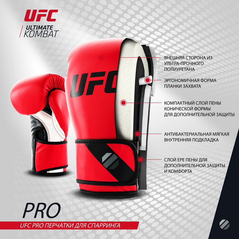 Боксерские перчатки UFC тренировочные для спаринга 18 унций UHK-75114