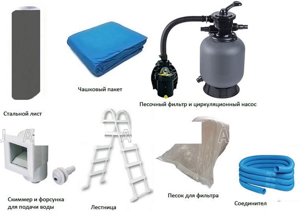 Морозоустойчивый бассейн Azuro Graphite круглый 4.6x1.2 м Premium
