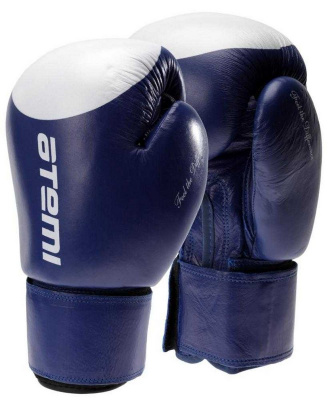Перчатки боксерские, натуральная кожа Atemi LTB19009 синий/белый, 10 OZ