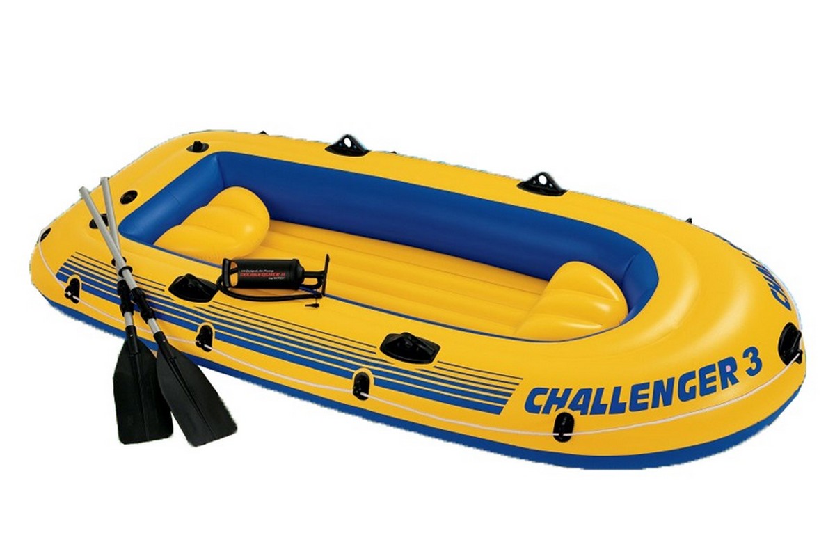 Надувная лодка Challenger 3 Set 295x137x43 см Intex аллюминиевые весла, ручной насос 68370