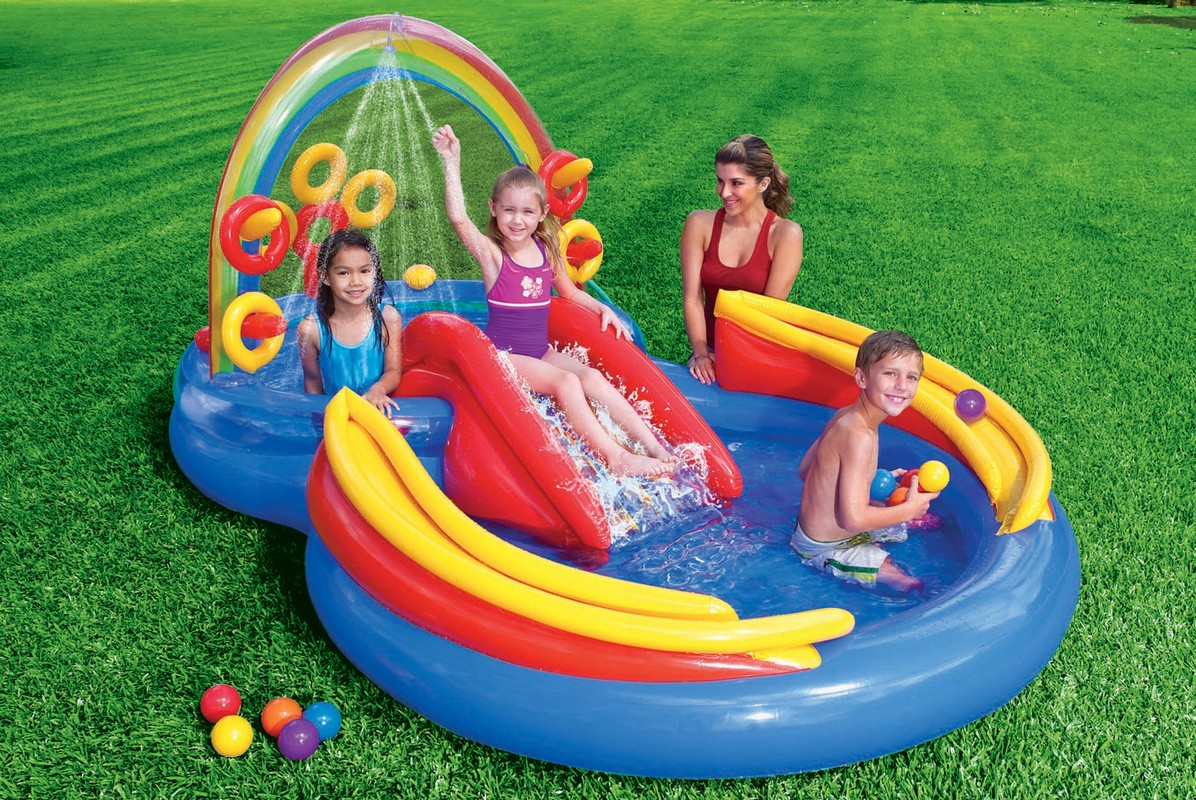 Игровой центр 297х193х135см Intex Радуга, с горкой 57453