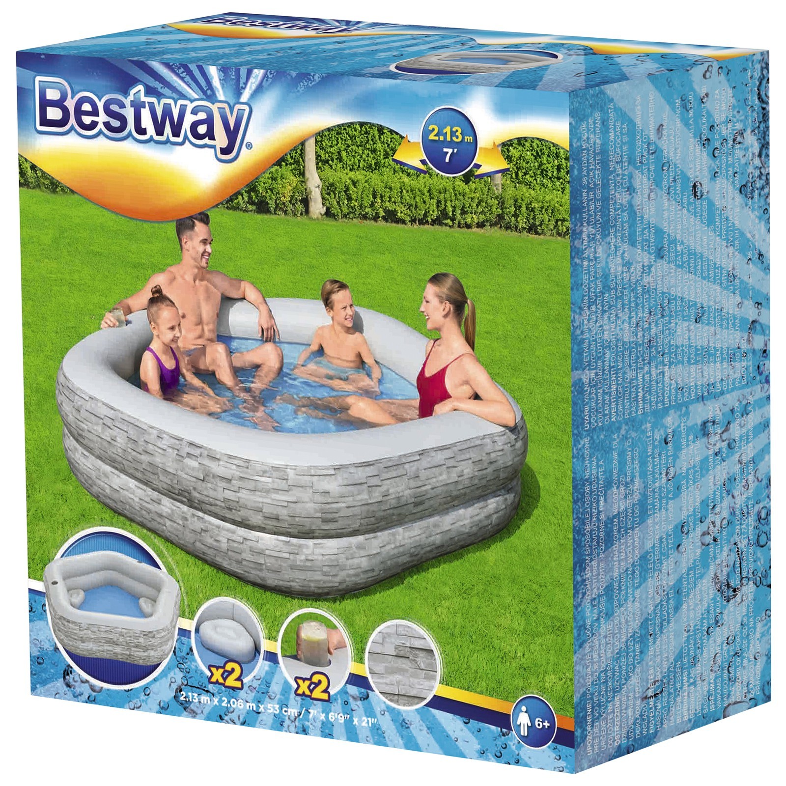 Надувной детский бассейн пятиугольный Семейный 213х206х53 см Bestway 54423