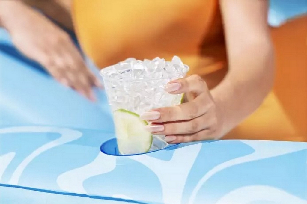 Надувно шезлонг 214х155см, до 100 кг Bestway Sun-Kissed Tanning Lounge, с подушкой, подстаканник 43838