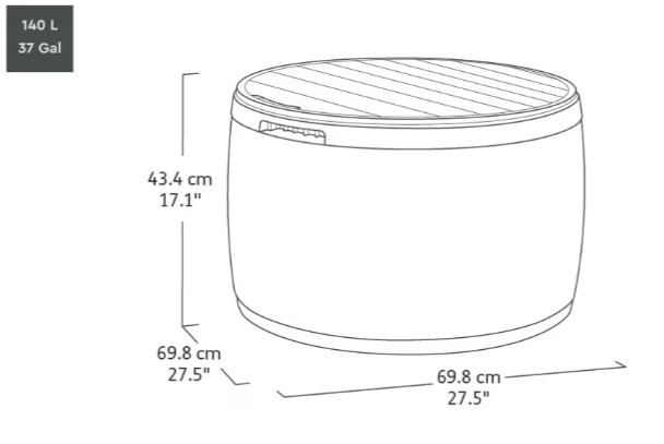 Стол-сундук Раттан 140л., графит Circa rattan storage box