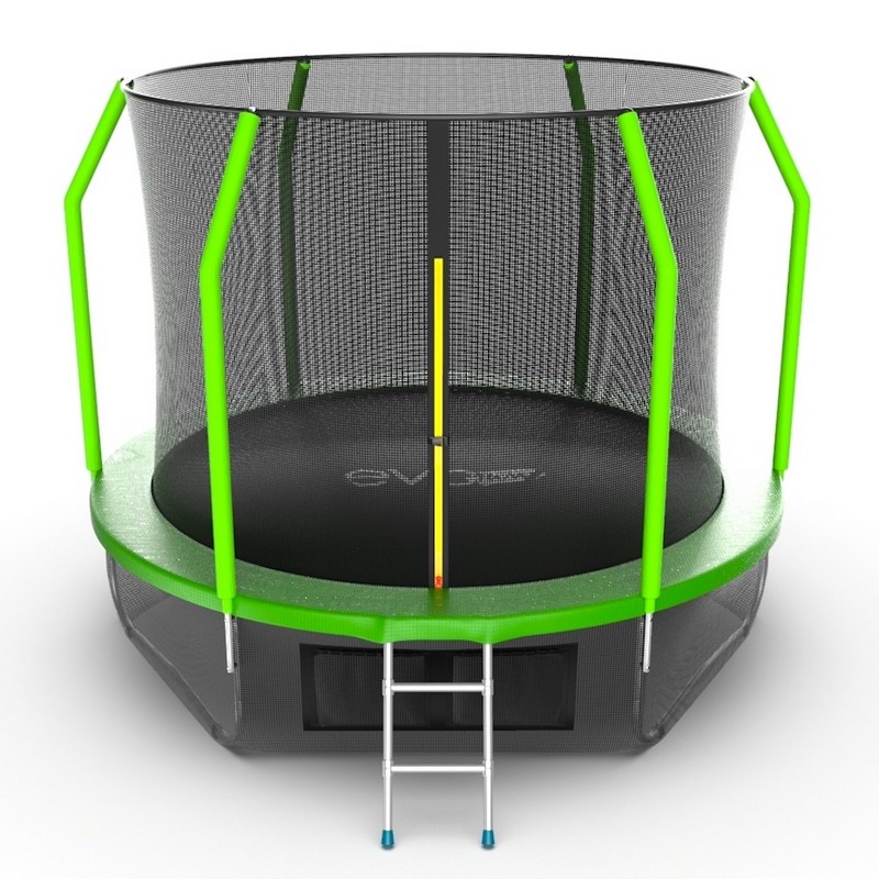 Батут с внутренней сеткой и лестницей EVO Jump Cosmo 10ft + нижняя сеть, зеленый