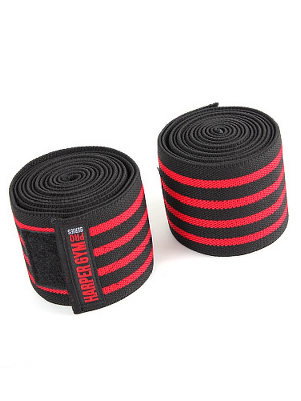 Бинт эластичный на колено (пара) Harper Gym Pro Series NT50281 черный\красный