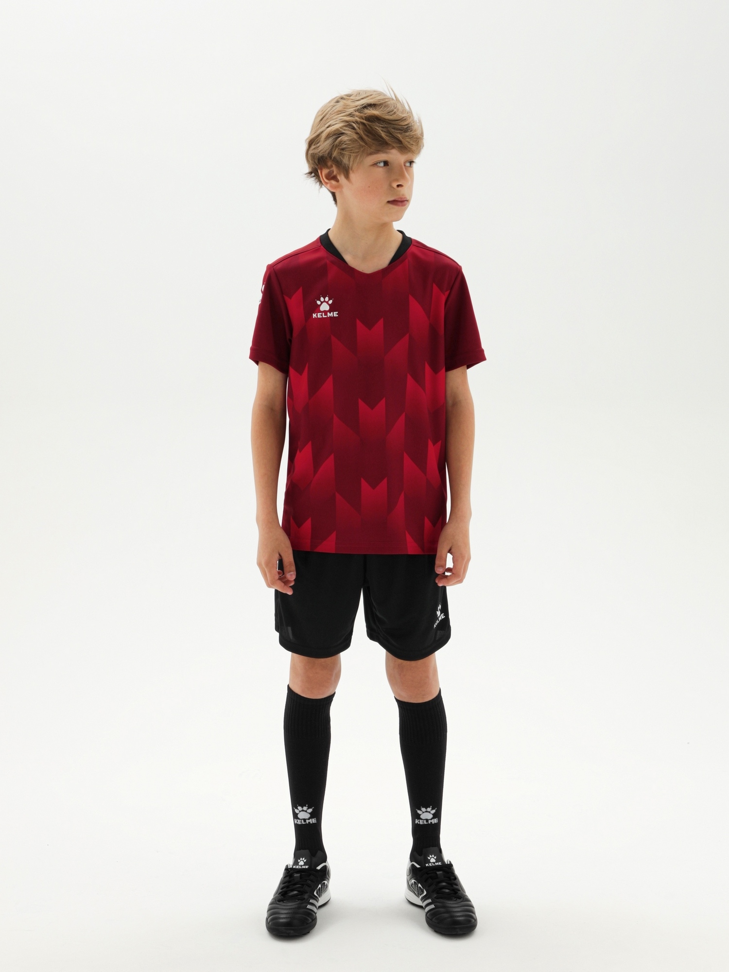 Детская футбольная форма Kelme Short-Sleeved Football Suit 8251ZB3003-603 Burgundy\Black