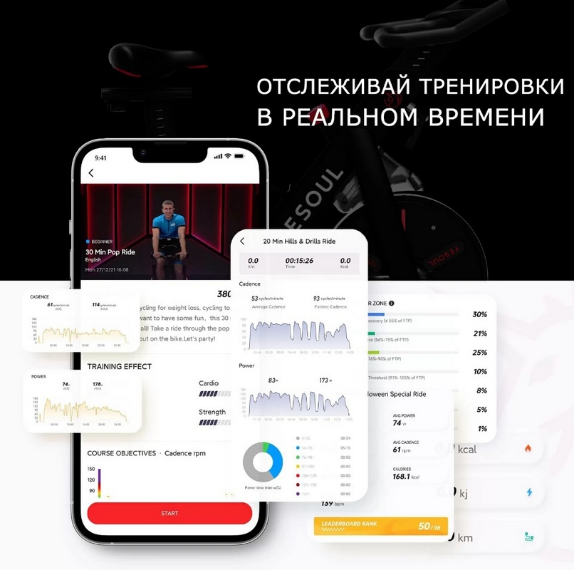 Велотренажер с нагрудным пульсометром Yesoul Smart M1 M1WHITEV206 White
