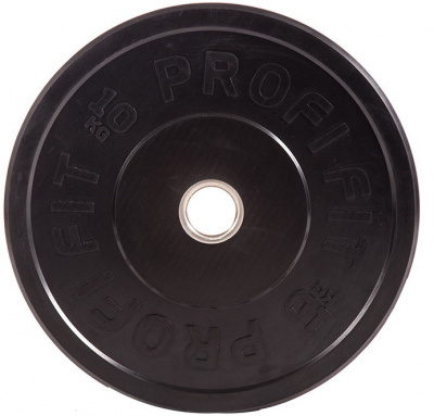 Диск для штанги каучуковый, черный, d51 10кг Profi-Fit