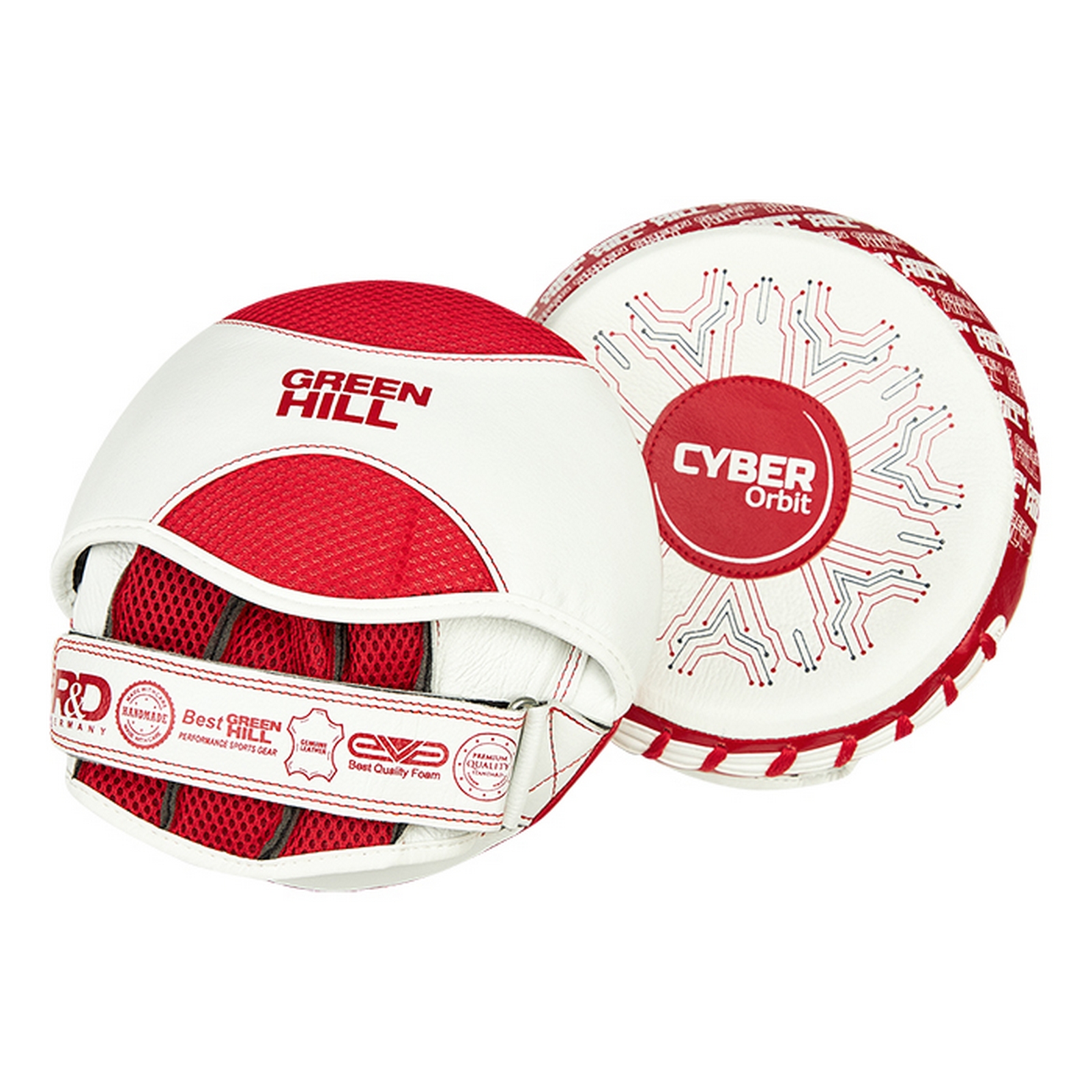 Боксёрские Лапы малые Green Hill CYBER ORBIT FMCO-2021-0019 бело-красный