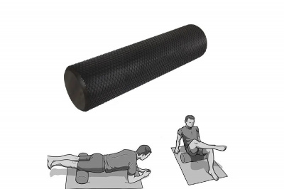 Ролик для йоги полумягкий (ЭВА) Профи 45x15см Sportex E45939 черный