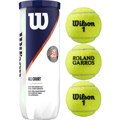 Мяч для большого тенниса Wilson Roland Garros All Court, одобрен ITF, 3 мяча WRT126400 желтый