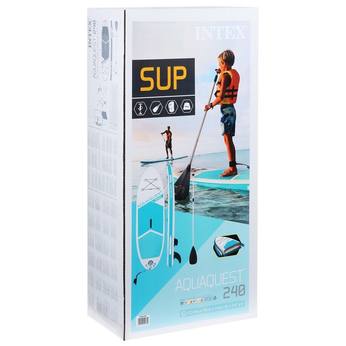 SUP-доска Aqua Quest 240 244x76x13см, насос, весло, лиш, сумка, до 90 кг Intex 68241