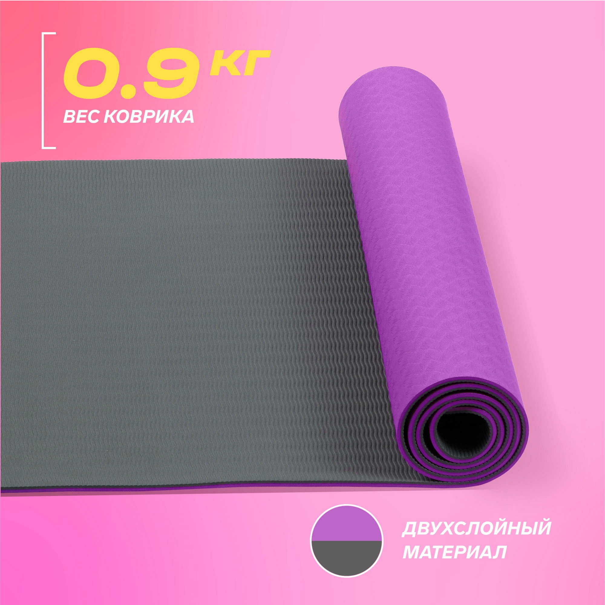 Коврик для йоги двухслойный 173х61х0,6см PRCTZ TWO TONE TPE YOGA MAT PY8470