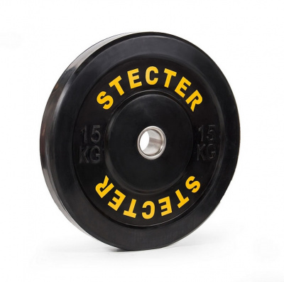 Каучуковый диск (rubber bumper plates) 15 кг Stecter