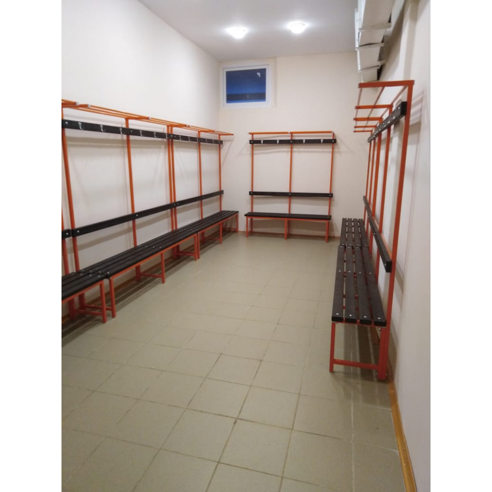 Скамейка для раздевалок с вешалкой и полкой (пластик 20 мм) 100x36х182см Gefest SRVP 100/40/182