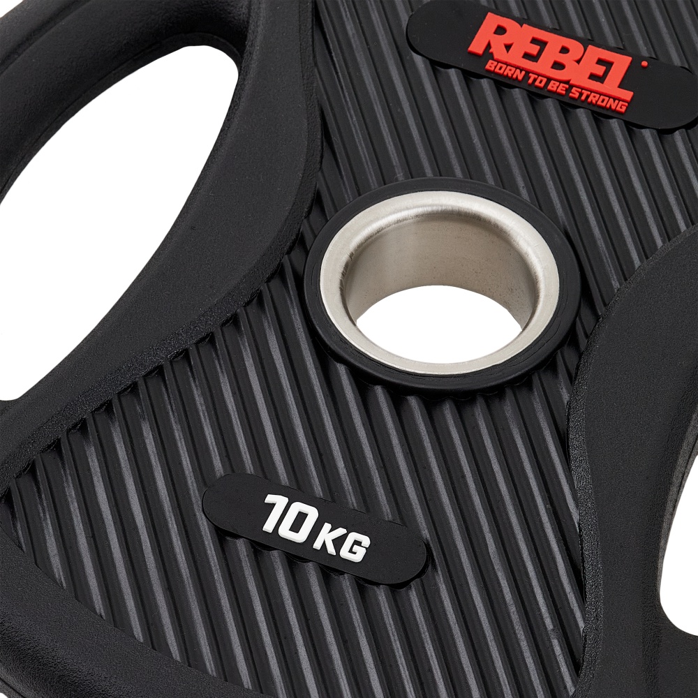 Диски олимпийские обрезиненные с двумя хватами 10 кг (пара) REBEL R-PVP-10-PAIR