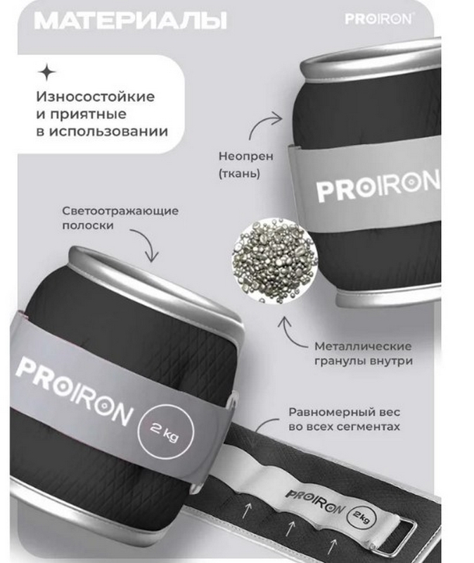 Утяжелители для рук и ног, 2шт по 2кг PROIRON УТ220