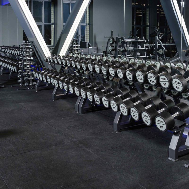 Гантельный ряд полиуретановый LEVEL (шаг 2,5кг, 5 пар) 40-50кг Profi-Fit