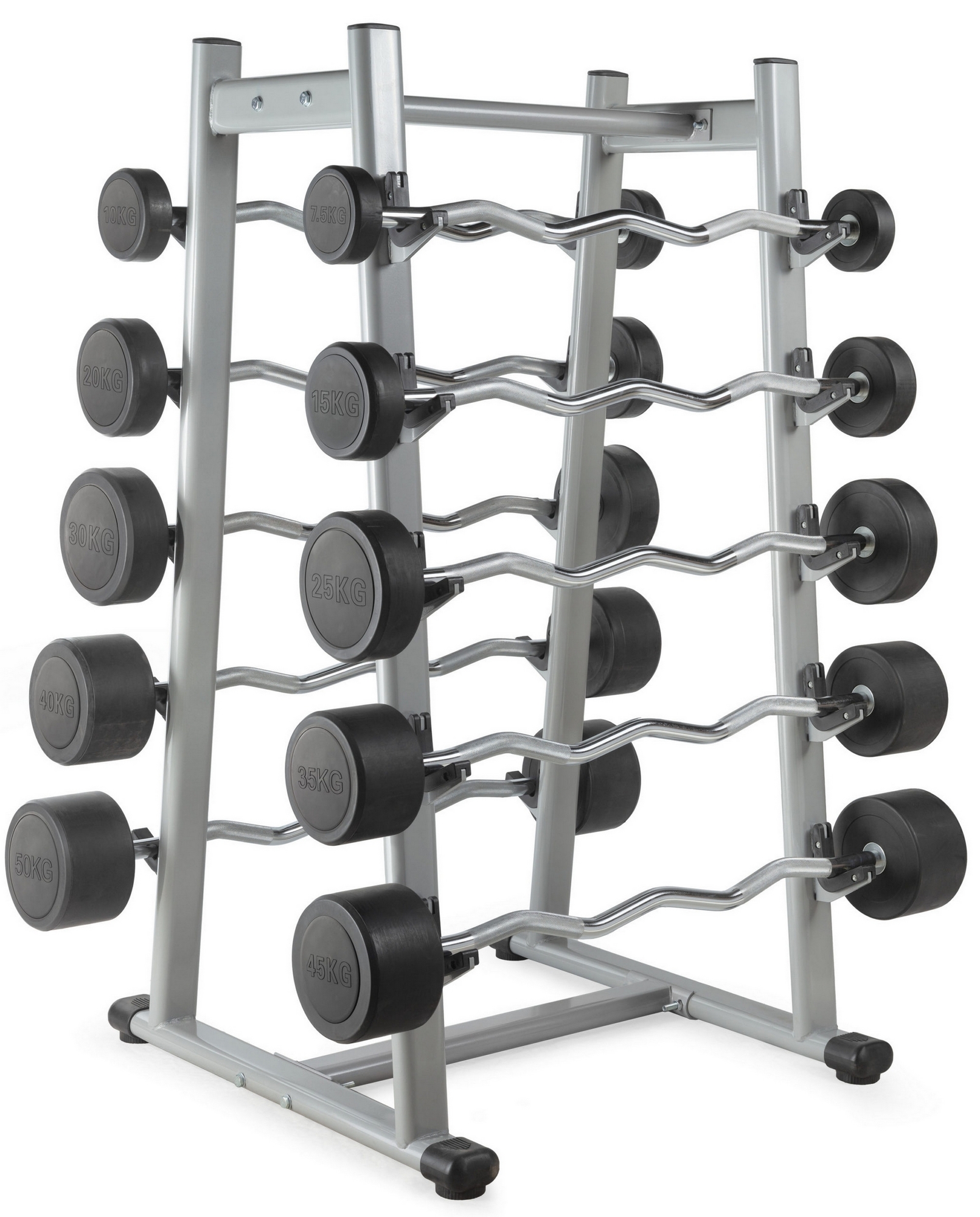 Штанга неразборная обрезиненная 45 кг. Изогнутый гриф VictoryFit VF-DX5450