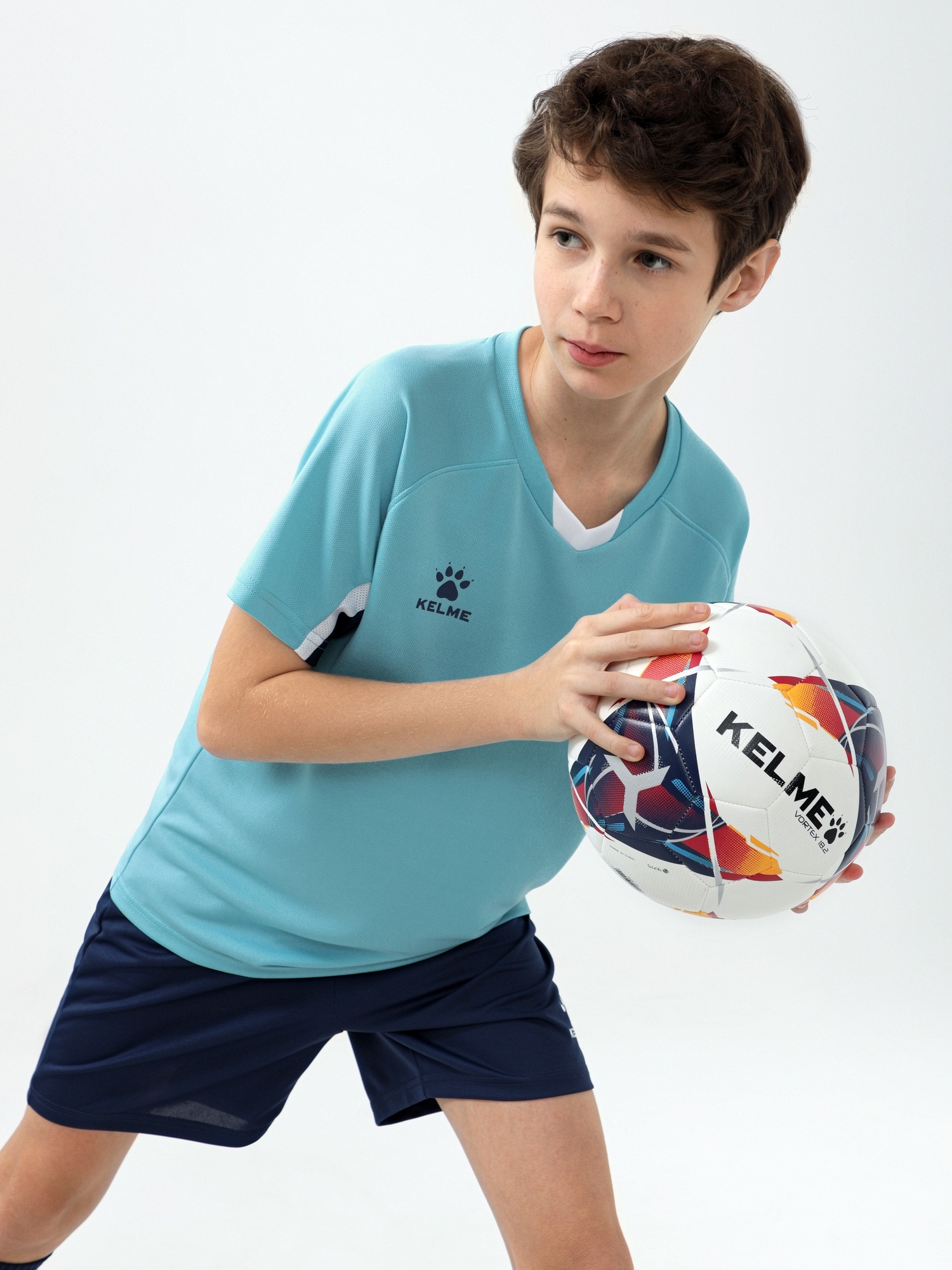 Детская футбольная форма Kelme Short-Sleeved Football Suit 8251ZB3002-405 Light Blue\Dark Blue